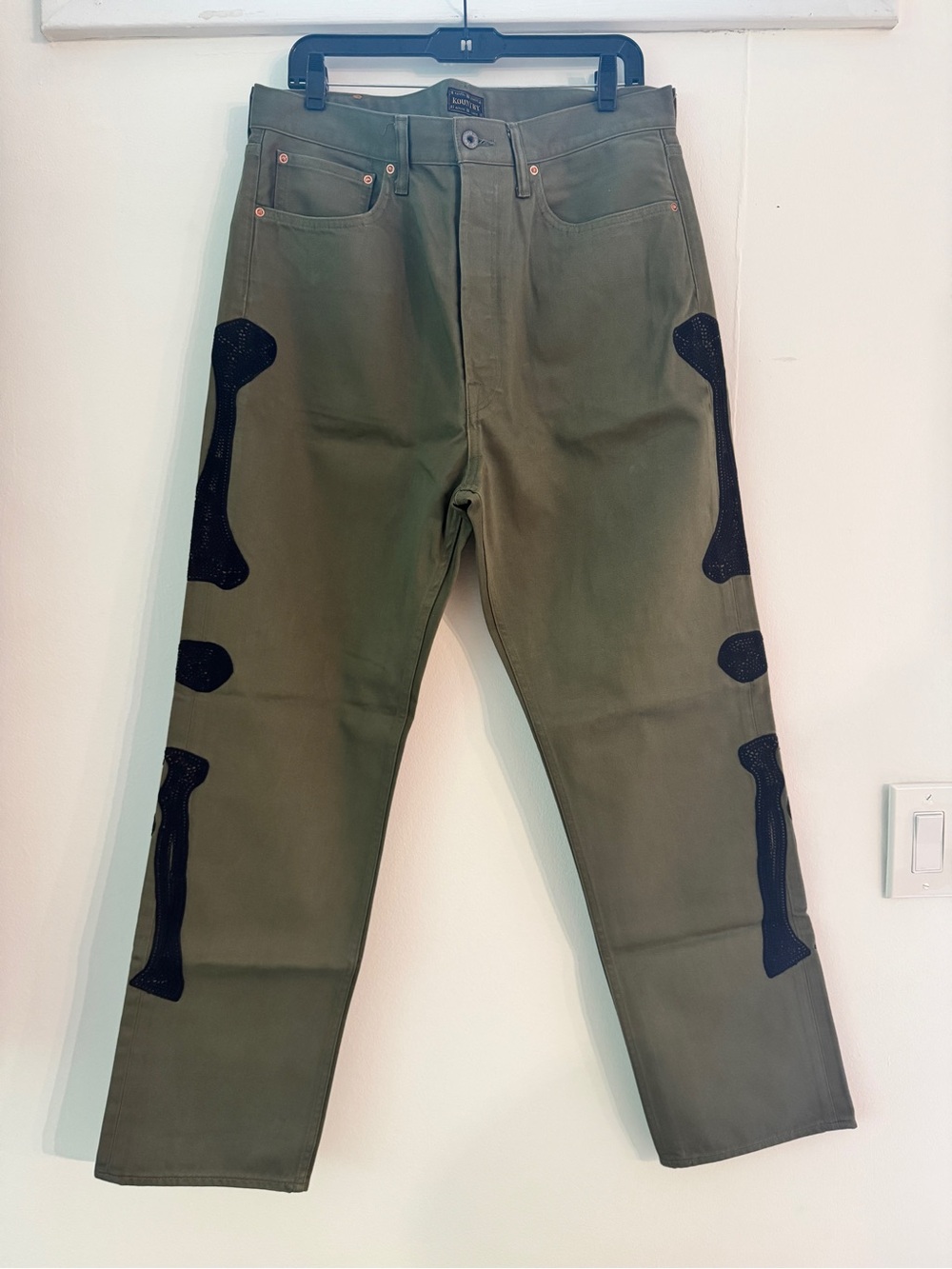 Kapital Kountry Green Pants with bone details